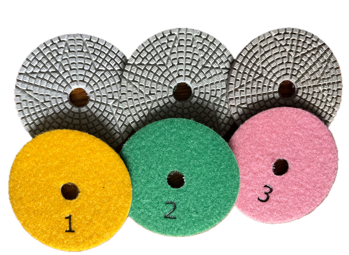 Premium 4" dry and wet 3-step polishing pads  1 set=3pcs