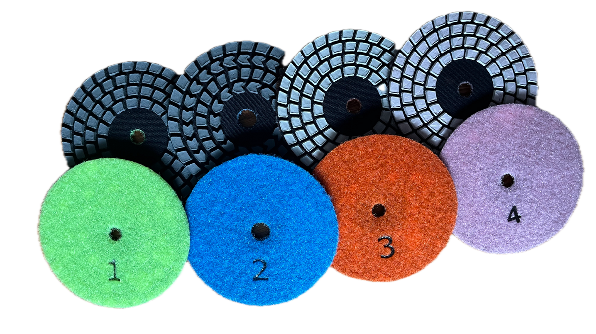 Premium 4" dry and wet 4-step polishing pads  1 set=4pcs